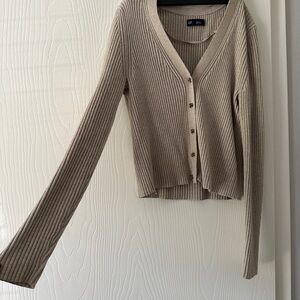 GAP Beige Ribbed Women's Cardigan